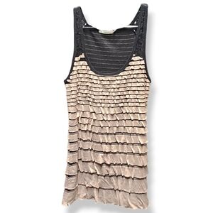 4/$20 Easel Y2K Black & Blush Pink Tiered Ruffle Tunic Tank Blouse size Medium